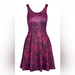 Bizzard Cute but Deadly Skater Pinup Gothic Dress Purple Black Halloween Skull